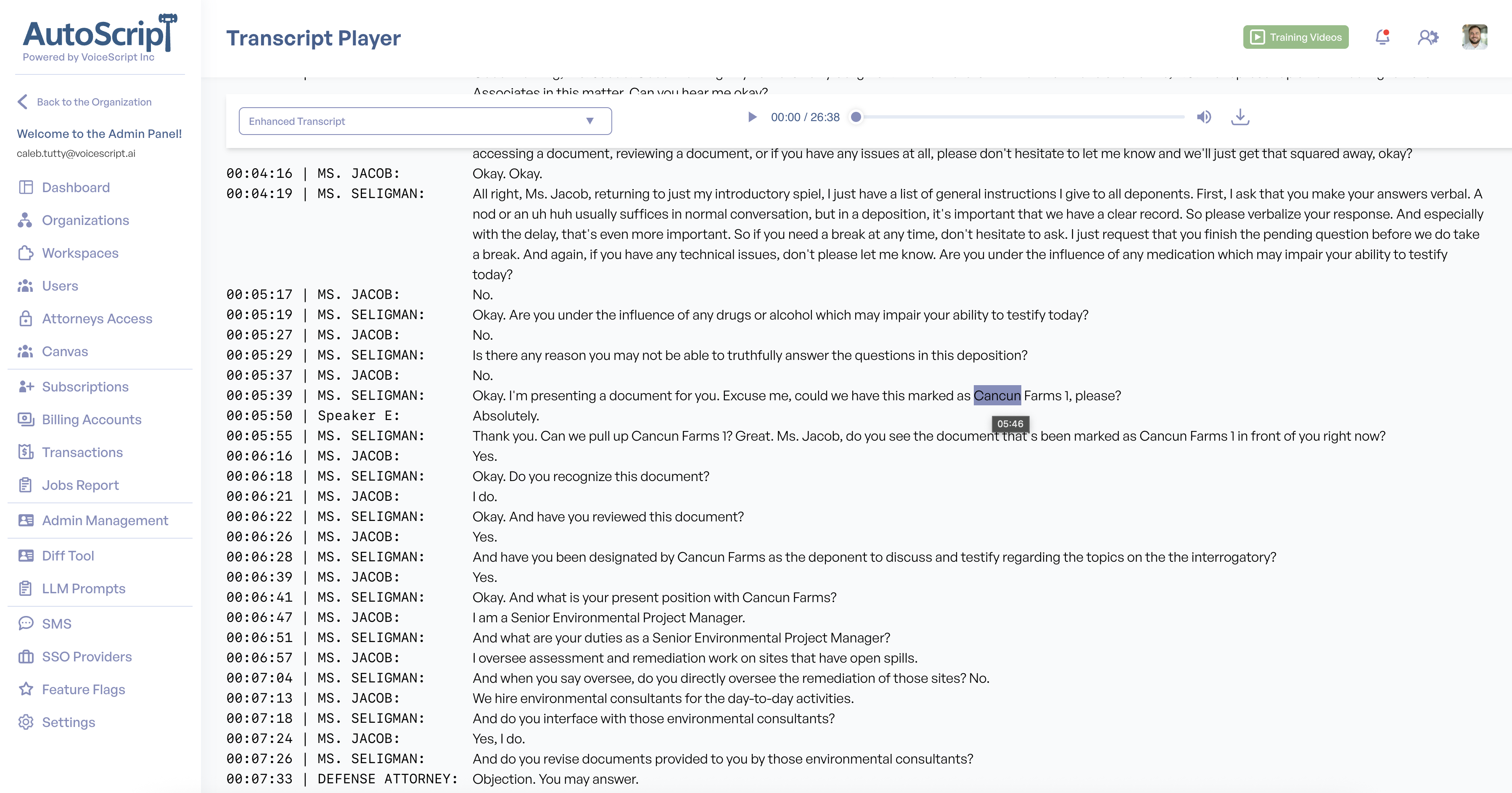 Transcript Player